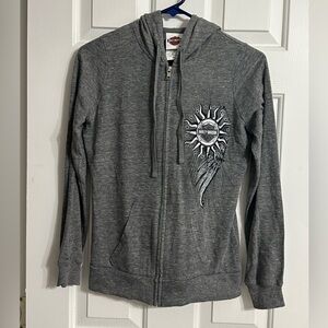 Harley-Davidson Gray Light Weight Zip Top With Hood
